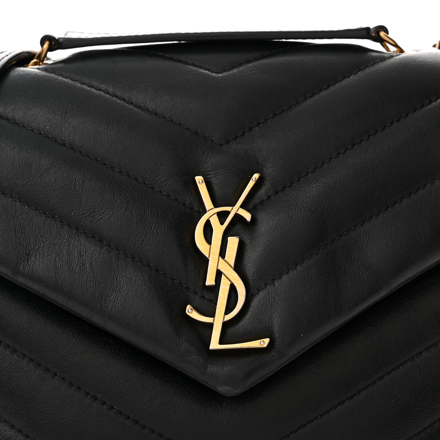 Saint Laurent Calfskin Y Quilted Monogram Small Loulou Chain Satchel Black 9 of 15