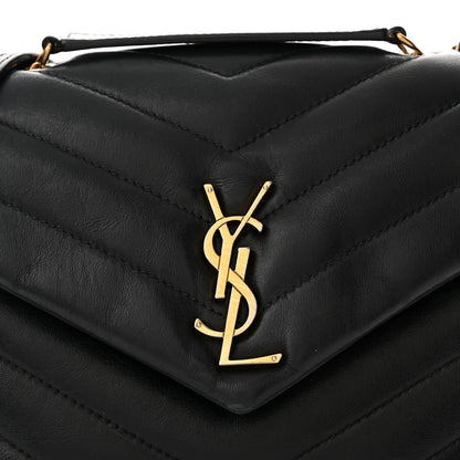 Saint Laurent Calfskin Y Quilted Monogram Small Loulou Chain Satchel Black 9 of 15