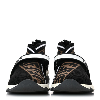 Fendi Stretch Yarn FF Stiff Band Rockoko Sneakers 41 Black White Tobacco 2 of 9