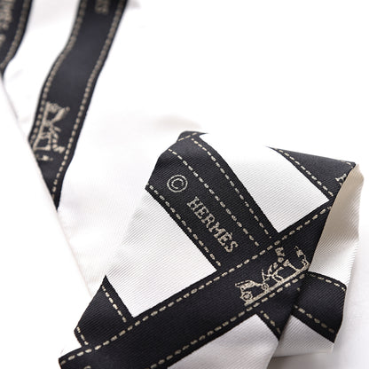 Hermes Silk Bolduc Twilly White Black 5 of 6