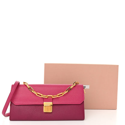 Miu Miu Goatskin Madras Bicolor Wallet On Chain Peonia Ametista 10 of 10