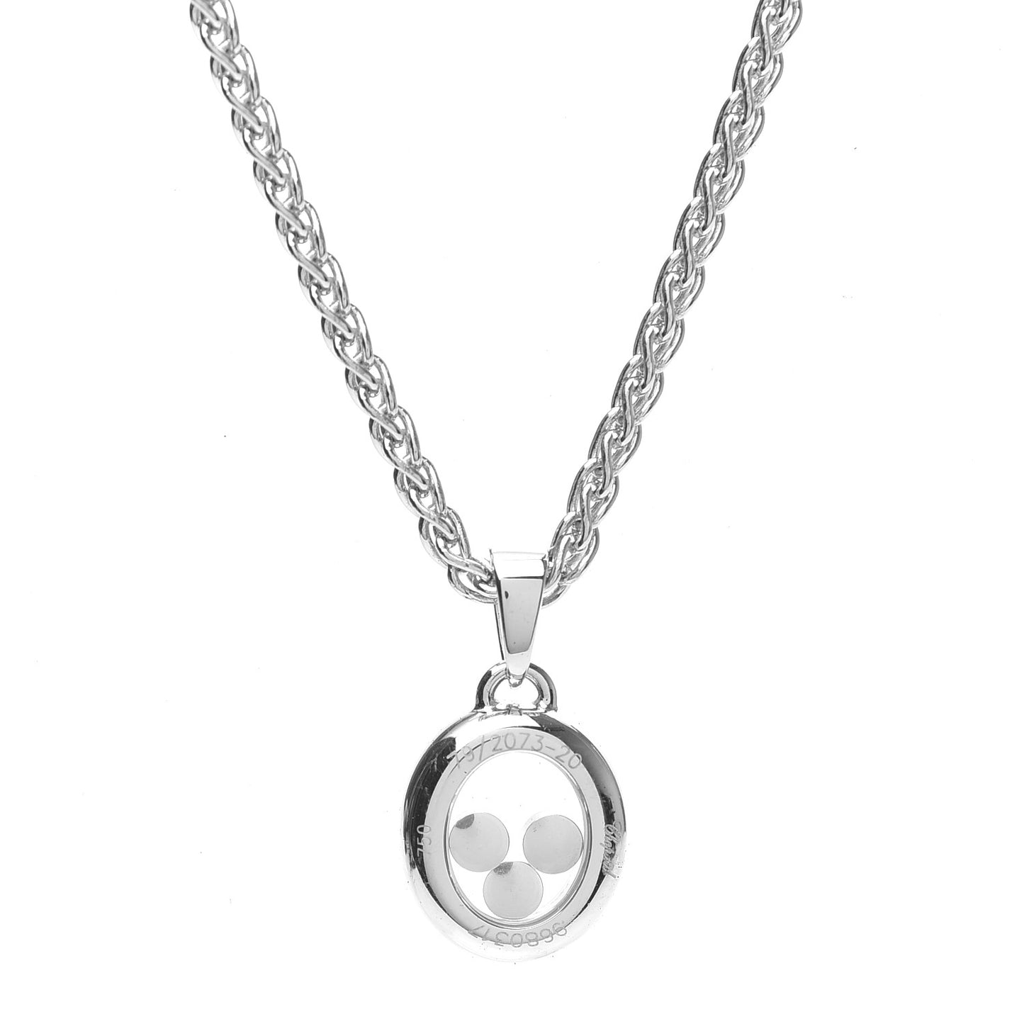 18K White Gold Diamond Happy Diamonds Icons Oval Pendant Necklace
