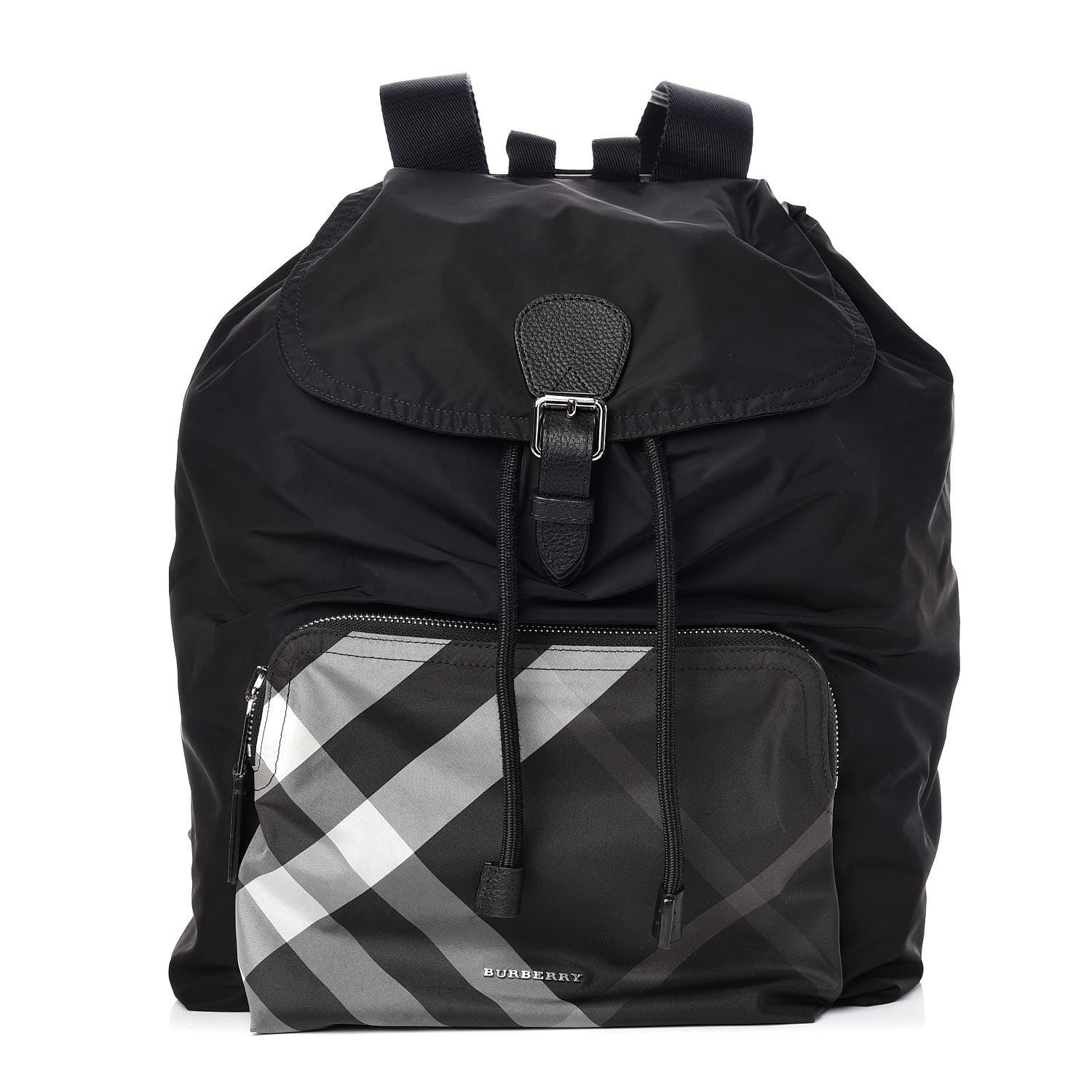 Burberry Nylon Solid to Check Backpack Black 1 of 11