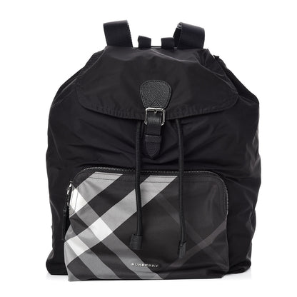 Burberry Nylon Solid to Check Backpack Black 1 of 11