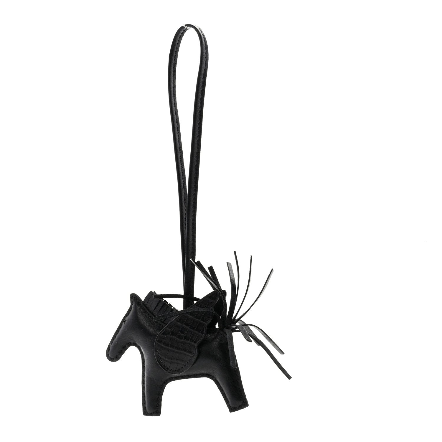 Hermes Milo Lambskin Matte Alligator Touch Grigri Rodeo Pegase Horse Bag Charm PM Black 1 of 5