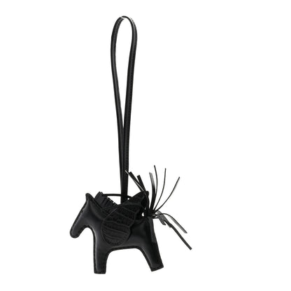 Hermes Milo Lambskin Matte Alligator Touch Grigri Rodeo Pegase Horse Bag Charm PM Black 1 of 5