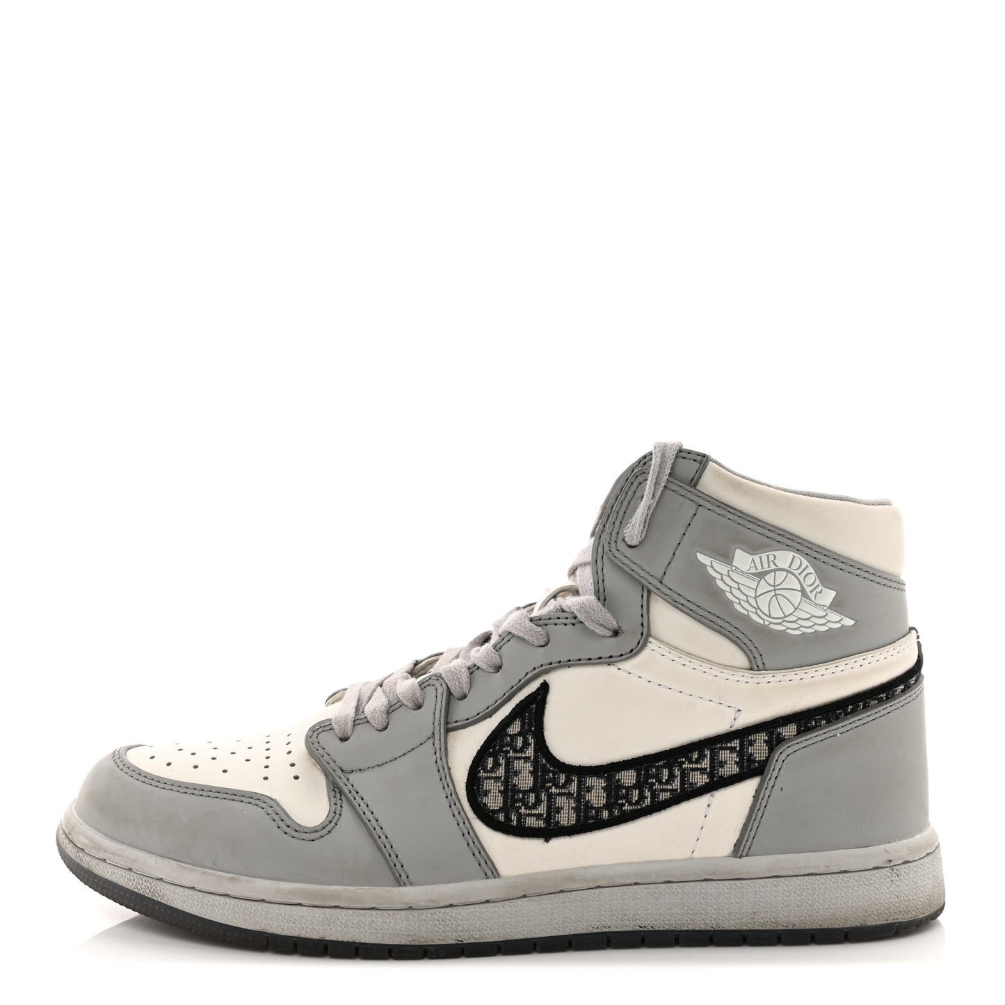 X NIKE AIR JORDAN Calfskin Mens Oblique High Sneakers 44 Beige White