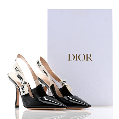 Christian Dior Patent Ribbon J'Adior Slingback 100mm Pumps 36.5 Black 9 of 9