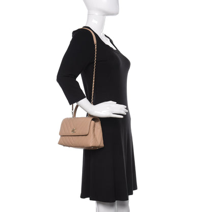 Chanel Caviar Chevron Quilted Mini Coco Handle Flap Beige 2 of 10