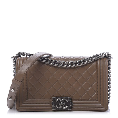 Chanel Caviar Quilted Medium Boy Flap Dark Beige 1 of 13