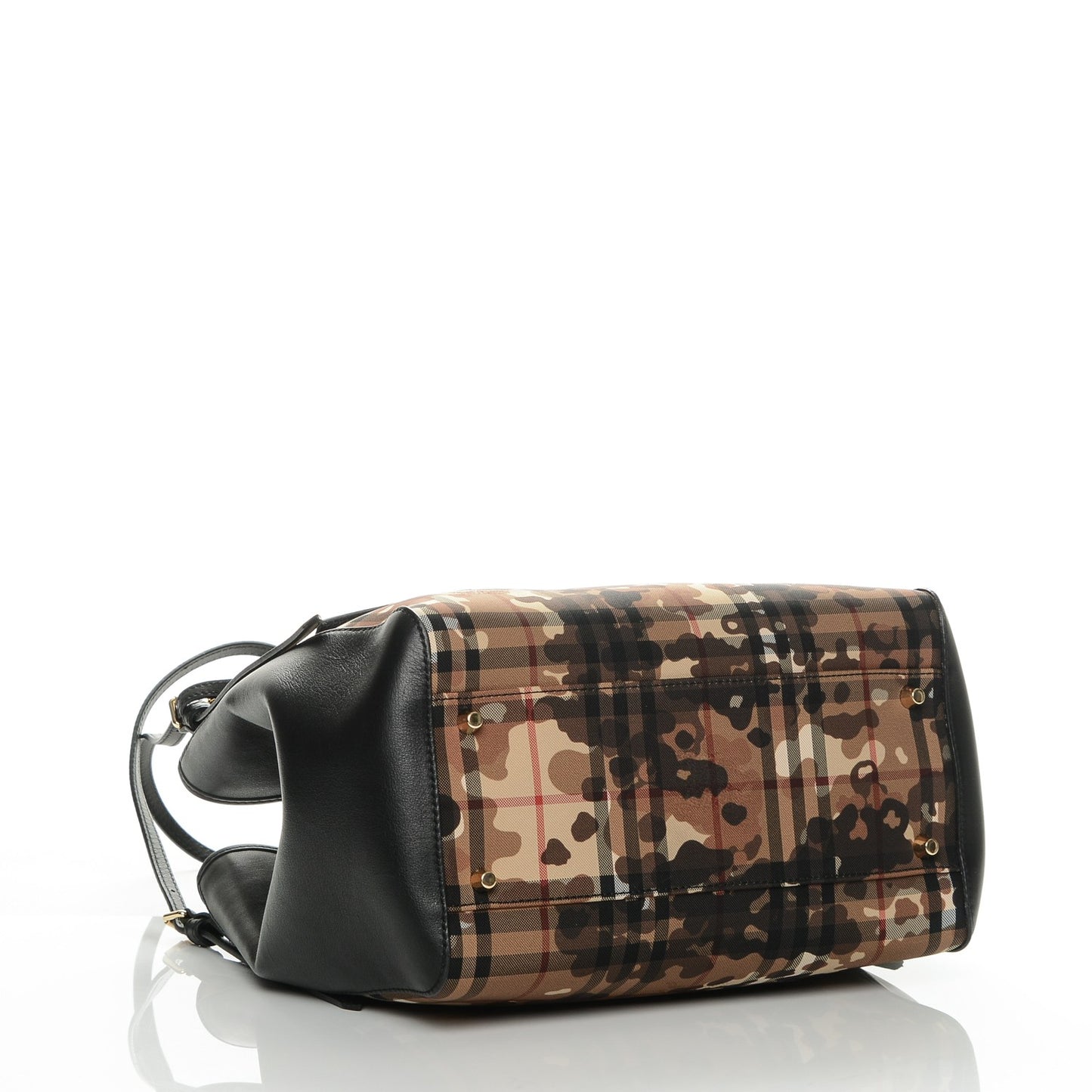 Nylon Calfskin Camouflage Check Small Canterbury Tote Black