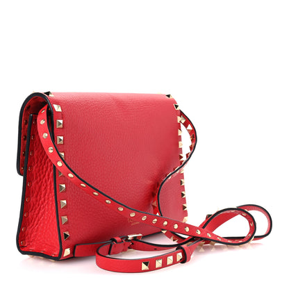 Valentino Garavani Pebbled Calfskin Medium Rockstud Flip Lock Crossbody Bag Red 3 of 10