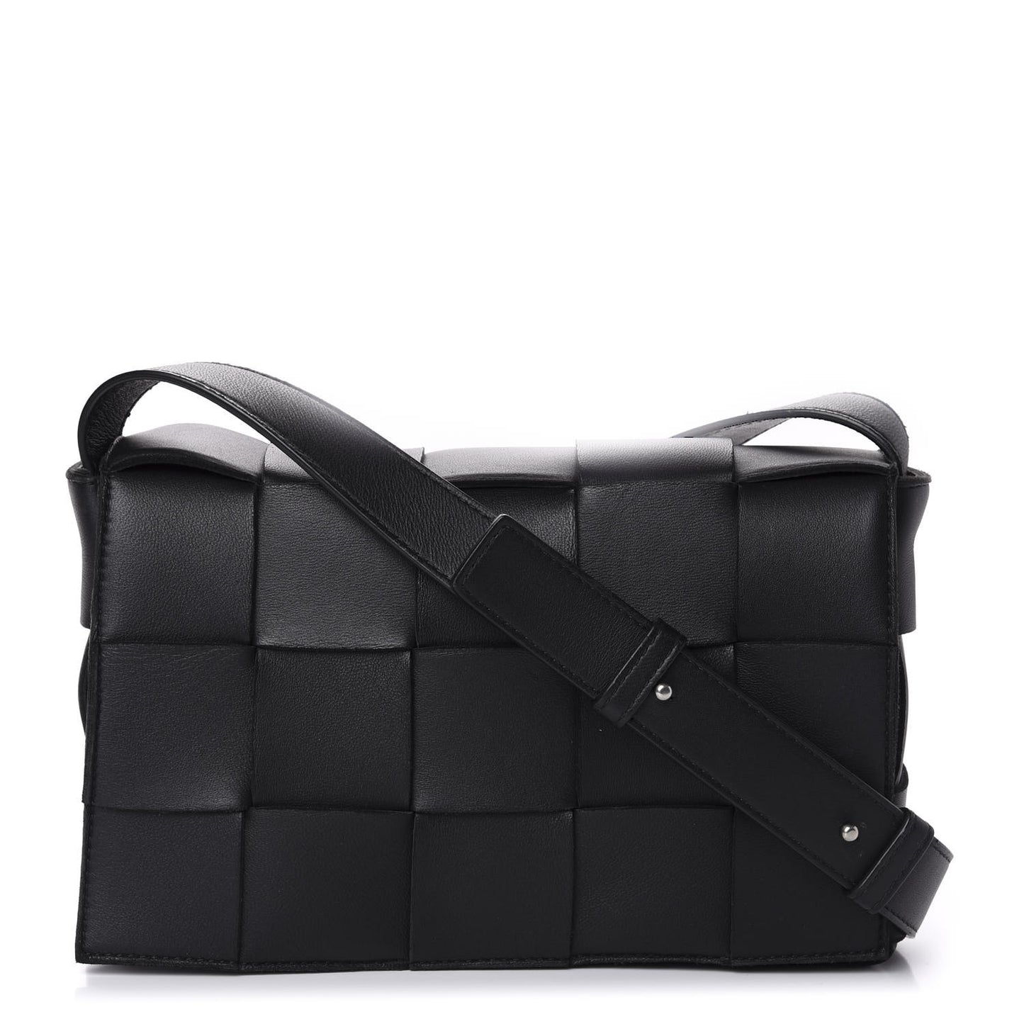 Lambskin Maxi Intrecciato Cassette Crossbody Bag Black