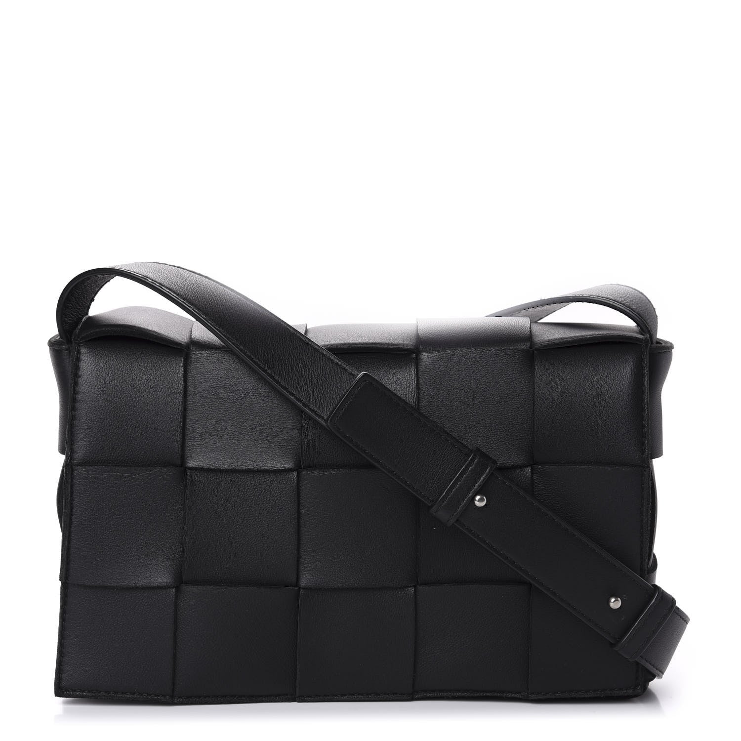 Bottega Veneta Lambskin Maxi Intrecciato Cassette Crossbody Bag Black 1 of 9