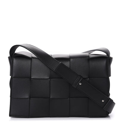 Bottega Veneta Lambskin Maxi Intrecciato Cassette Crossbody Bag Black 1 of 9