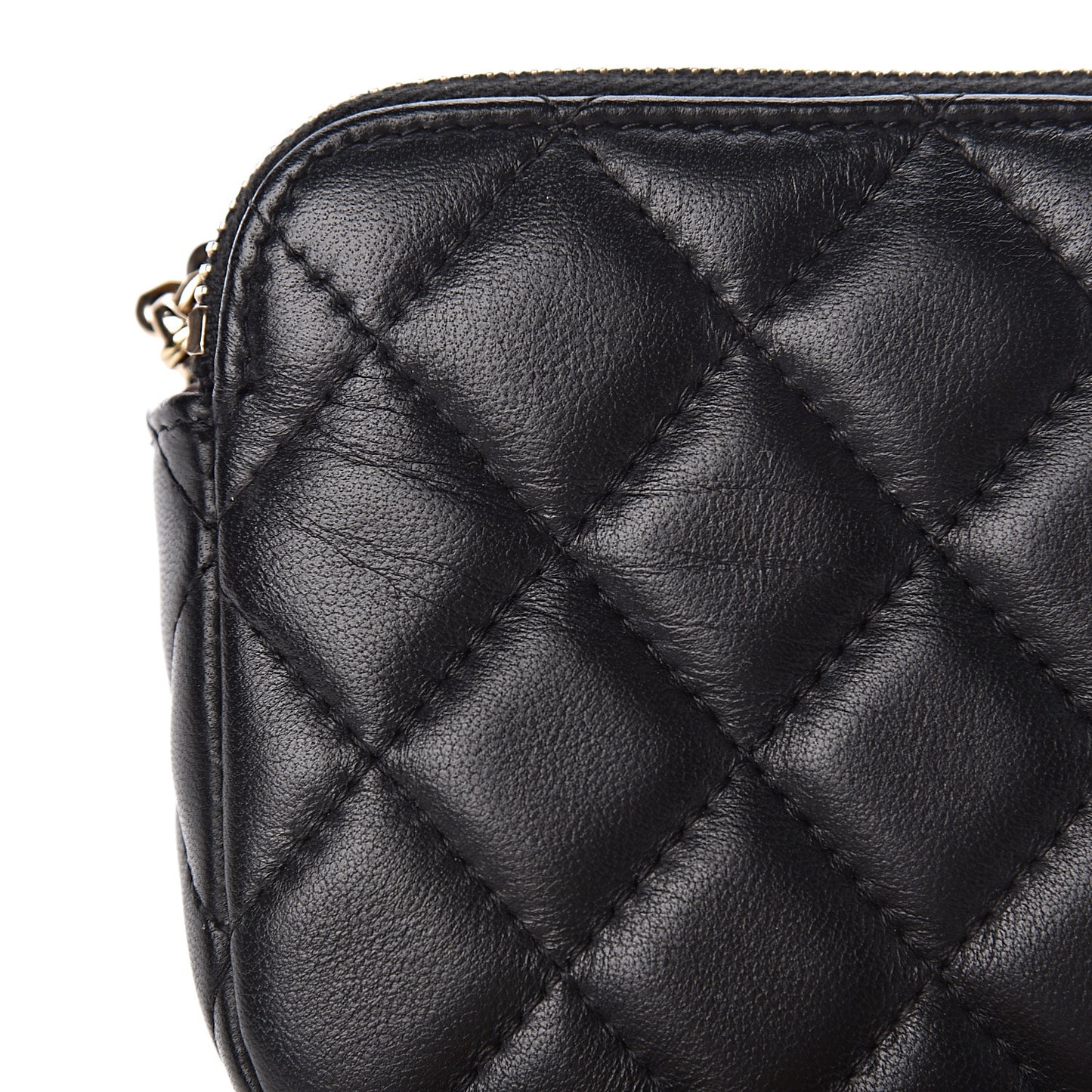 Lambskin Quilted Small Clutch With Chain Black
