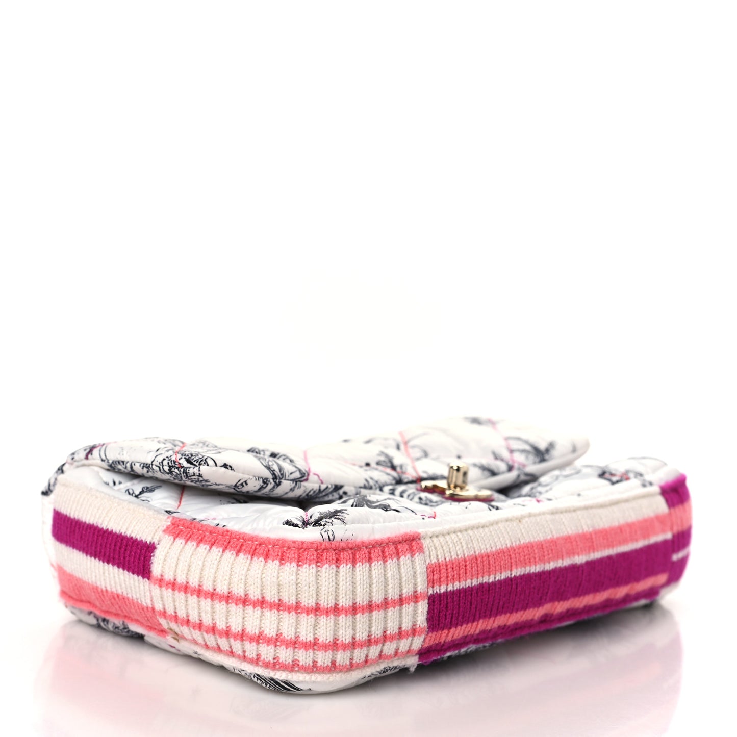 Nylon Knit Coco Neige Snowflake Small Flap White Pink
