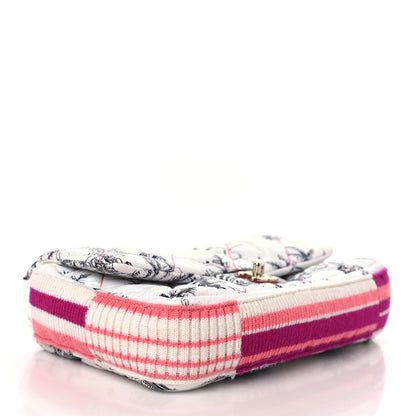 Chanel Nylon Knit Coco Neige Snowflake Small Flap White Pink 4 of 9