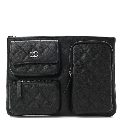 Chanel Caviar Quilted Zipped Multi Pouch Black 1 of 7