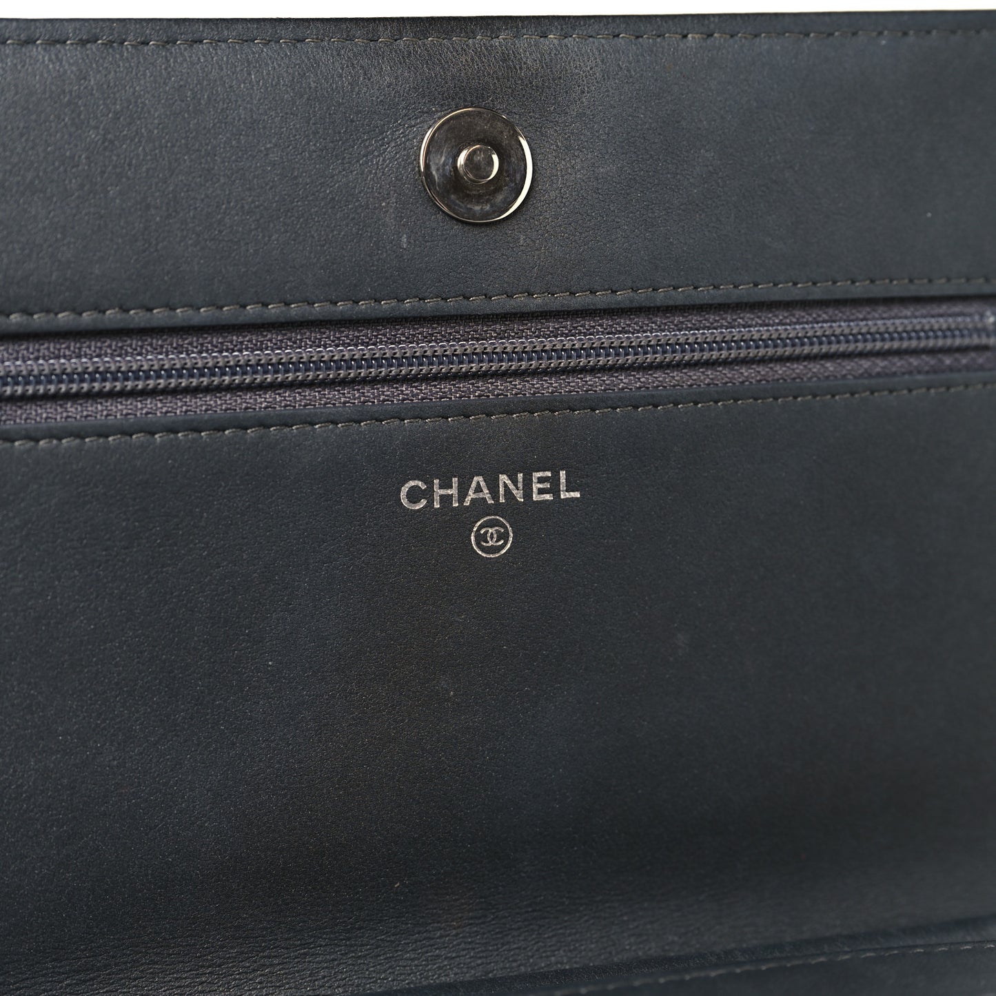 Lambskin Camellia Studded Wallet on Chain WOC Grey