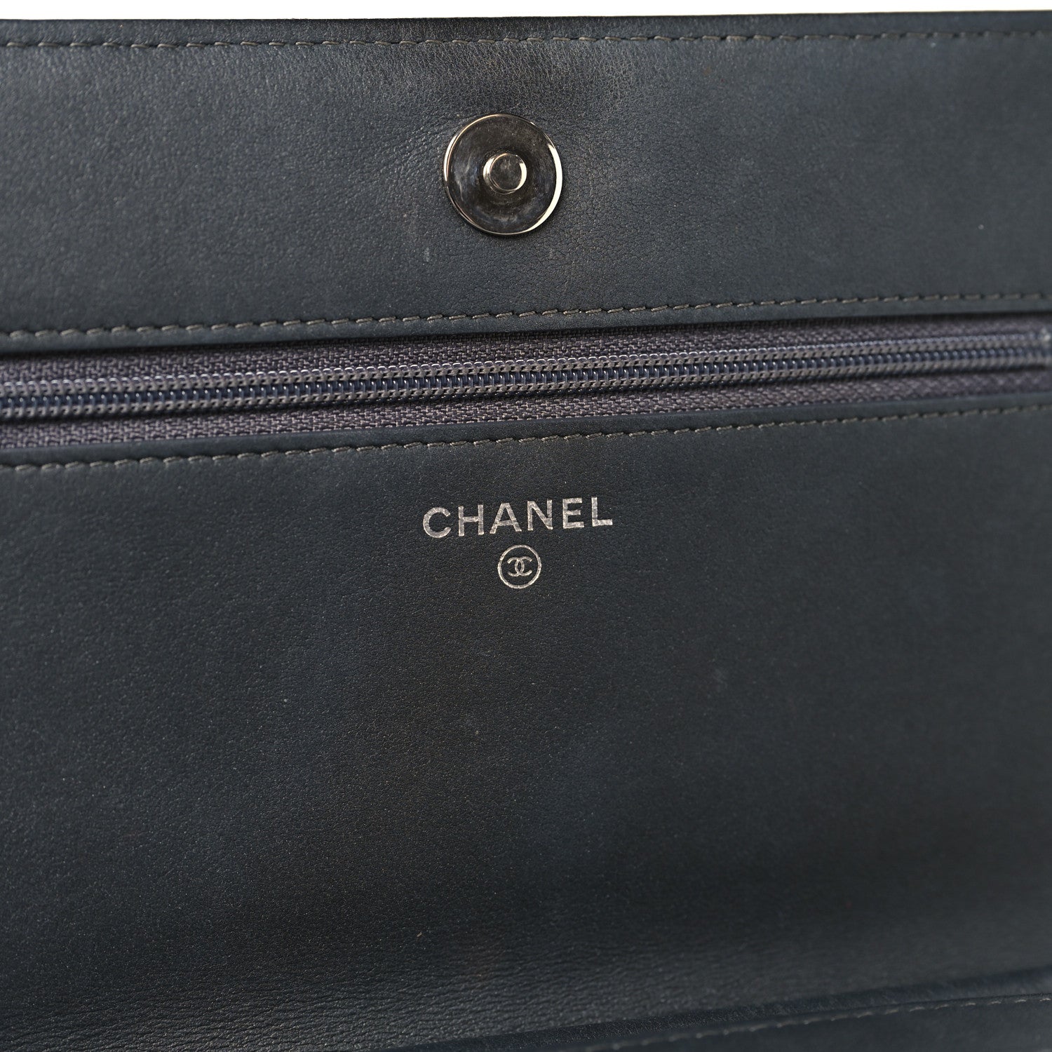 Chanel Lambskin Camellia Studded Wallet on Chain WOC Grey 6 of 16