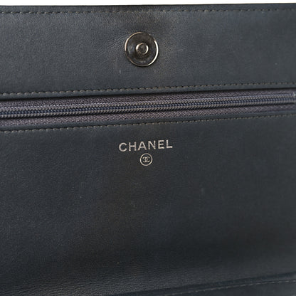 Chanel Lambskin Camellia Studded Wallet on Chain WOC Grey 6 of 16