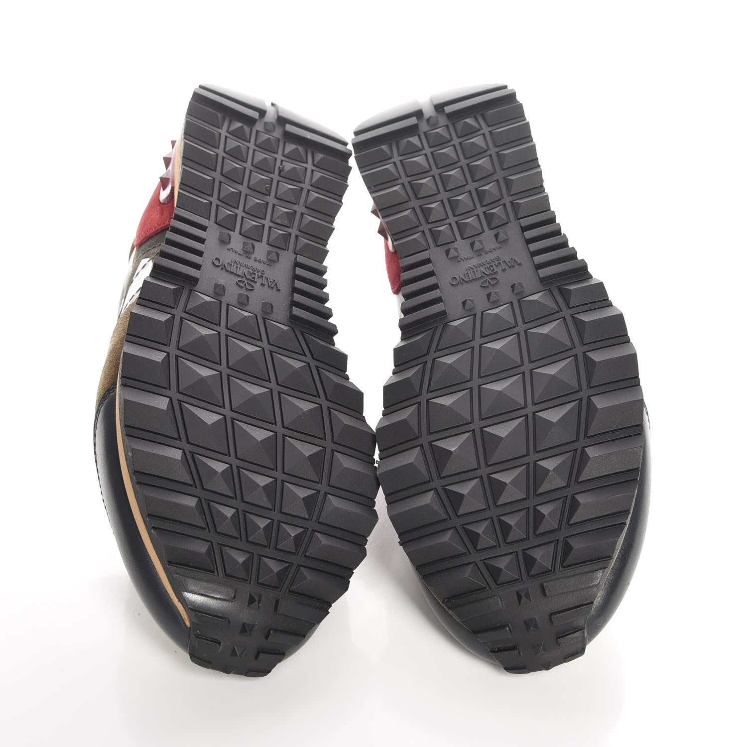 Valentino Garavani Nappa Fabric Suede Camouflage Womens Rockrunner Sneakers 36.5 Kaki Platine 5 of 8