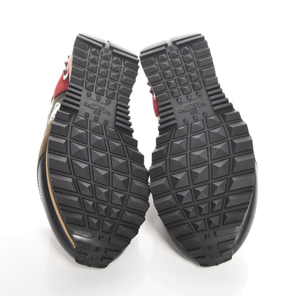 Valentino Garavani Nappa Fabric Suede Camouflage Womens Rockrunner Sneakers 36.5 Kaki Platine 5 of 8