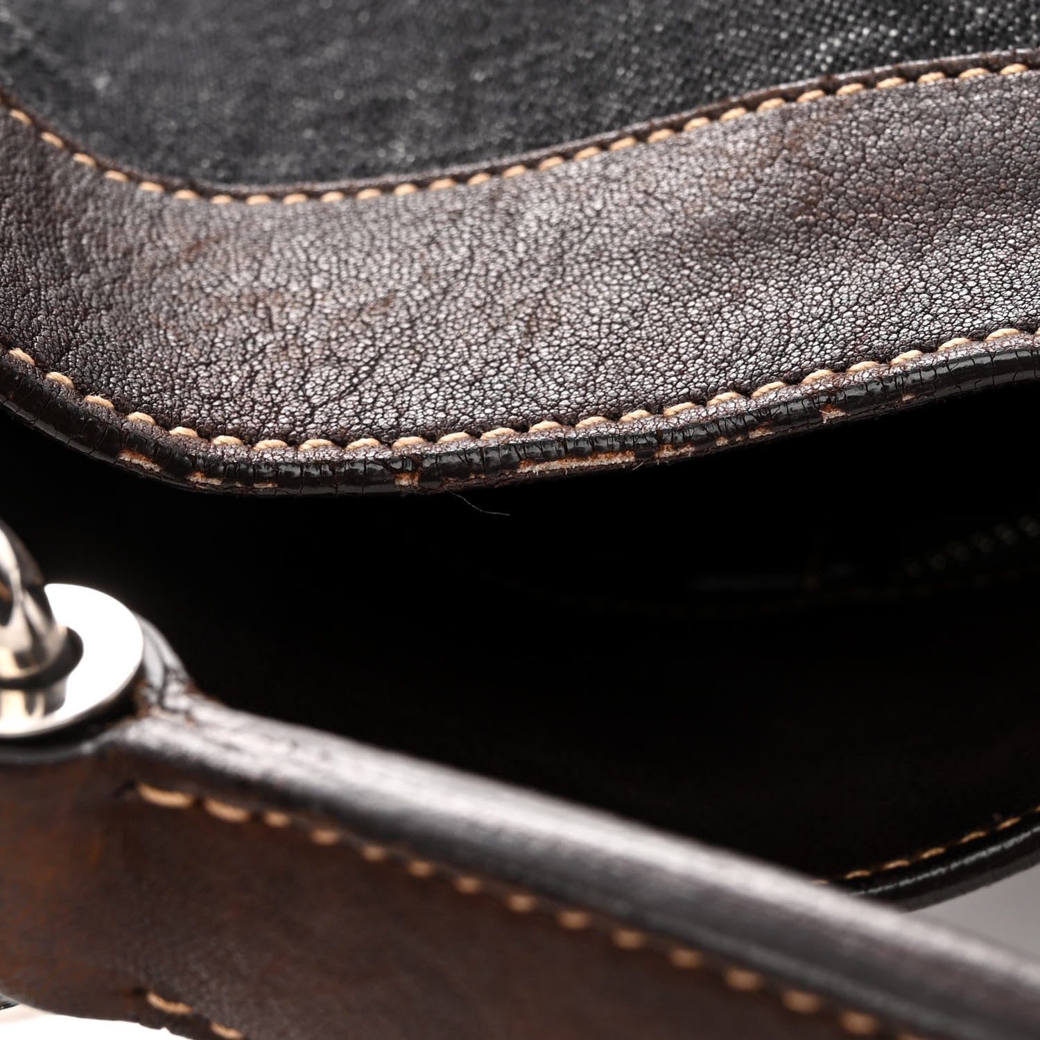 Prada Washed Denim Logo Hobo Black Caffe 11 of 11