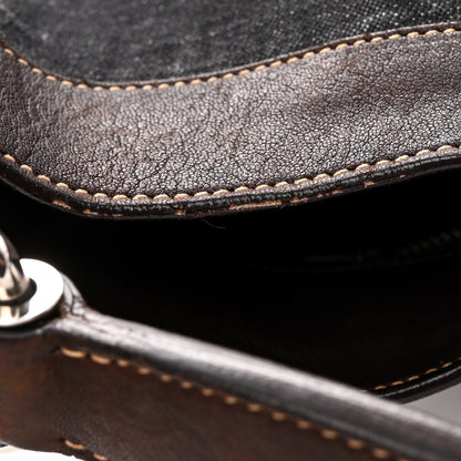 Prada Washed Denim Logo Hobo Black Caffe 11 of 11