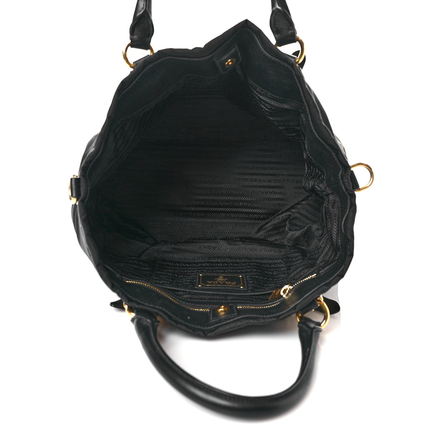Prada Tessuto Nylon Soft Calfskin Tote Black 5 of 15