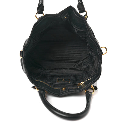 Prada Tessuto Nylon Soft Calfskin Tote Black 5 of 15