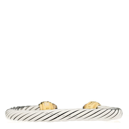 David Yurman Sterling Silver 18K Yellow Gold Diamond Smoky Quartz 7mm Cable Classics Bracelet 2 of 4