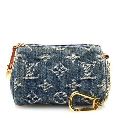 Louis Vuitton Monogram Denim Pochette Speedy PM Key Holder Blue 1 of 6