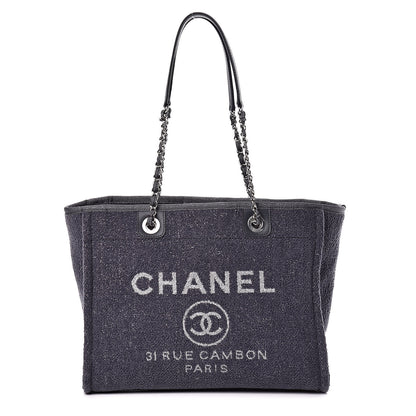 Chanel Lurex Boucle Small Deauville Tote Gray 1 of 10