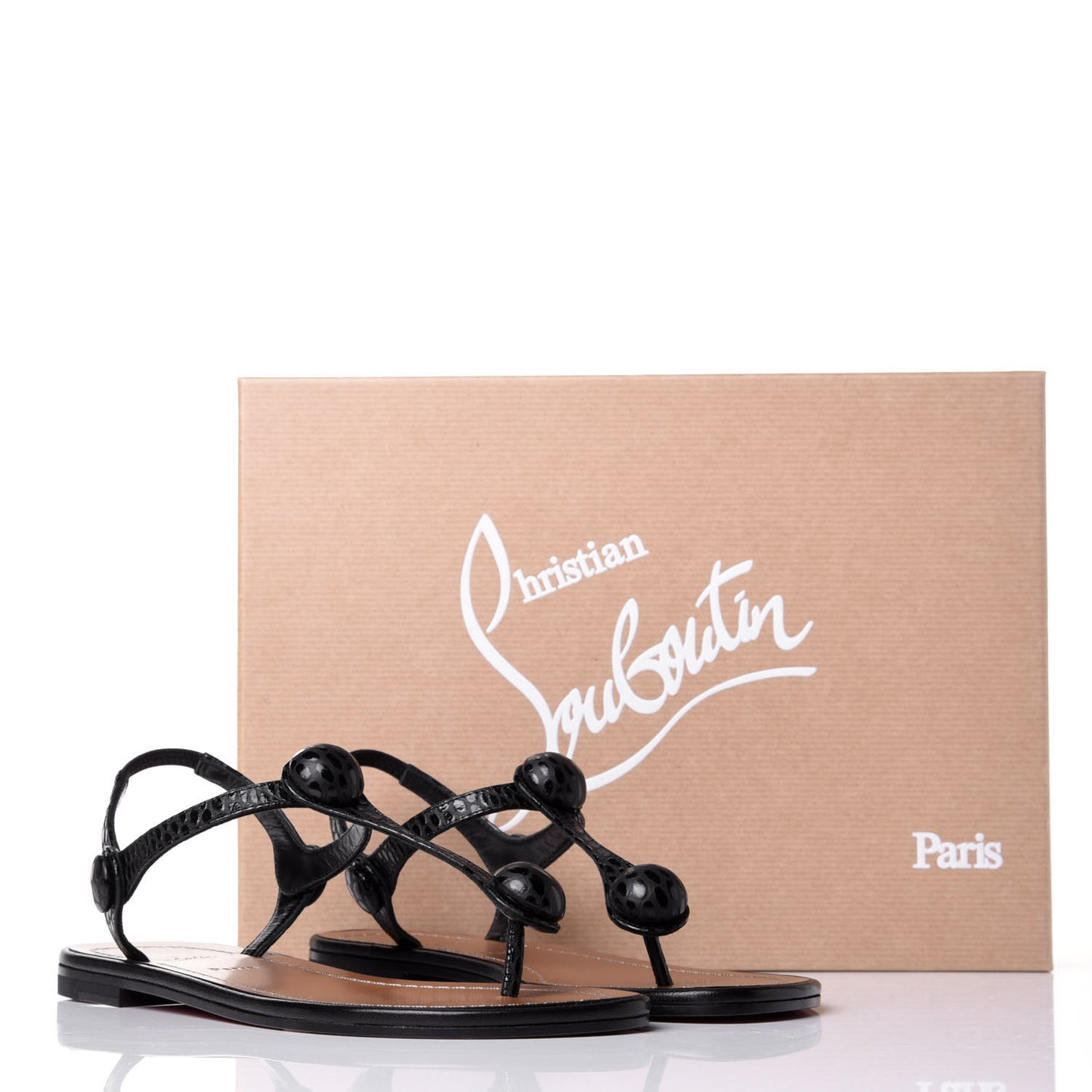 Calfskin Jurassic Planet Ball Sandal Flats 35 Black