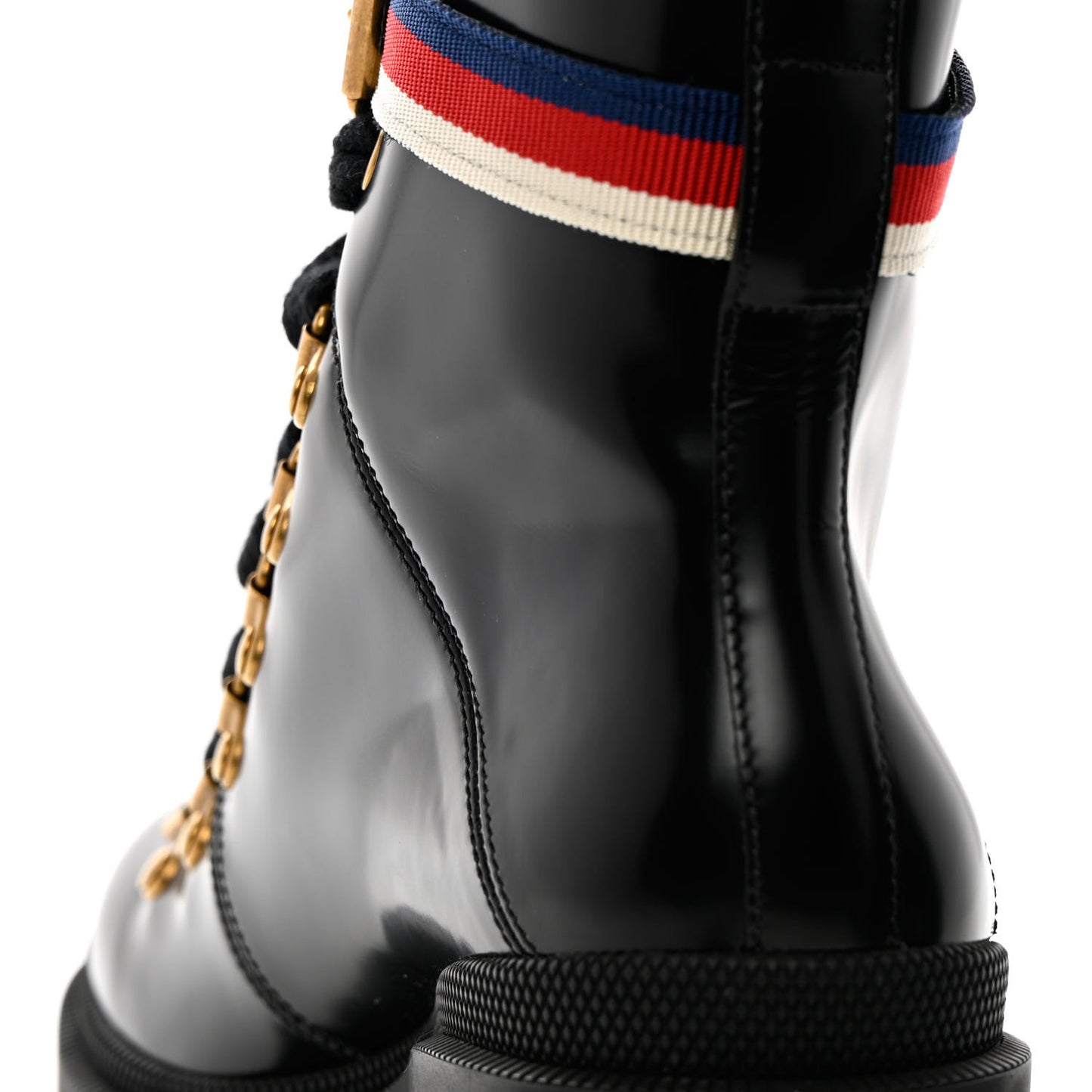 Calfskin Sylvie Web Womens Lace Up Combat Boots 37.5 Black