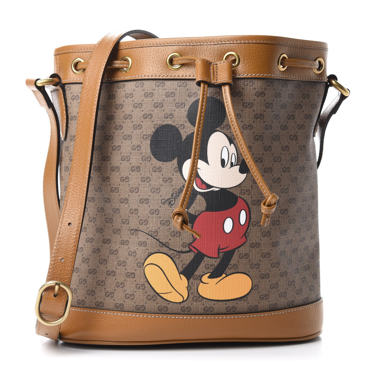 Gucci X DISNEY Mini Vintage GG Supreme Monogram Bucket Bag Beige Vintage Sun Oil 1 of 11