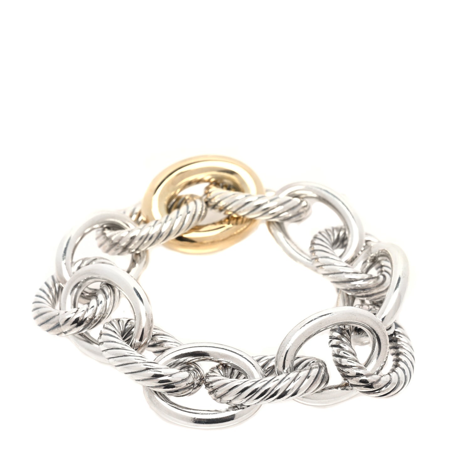Sterling Silver 18K Yellow Gold 19mm Extra Large Oval Link Bracelet