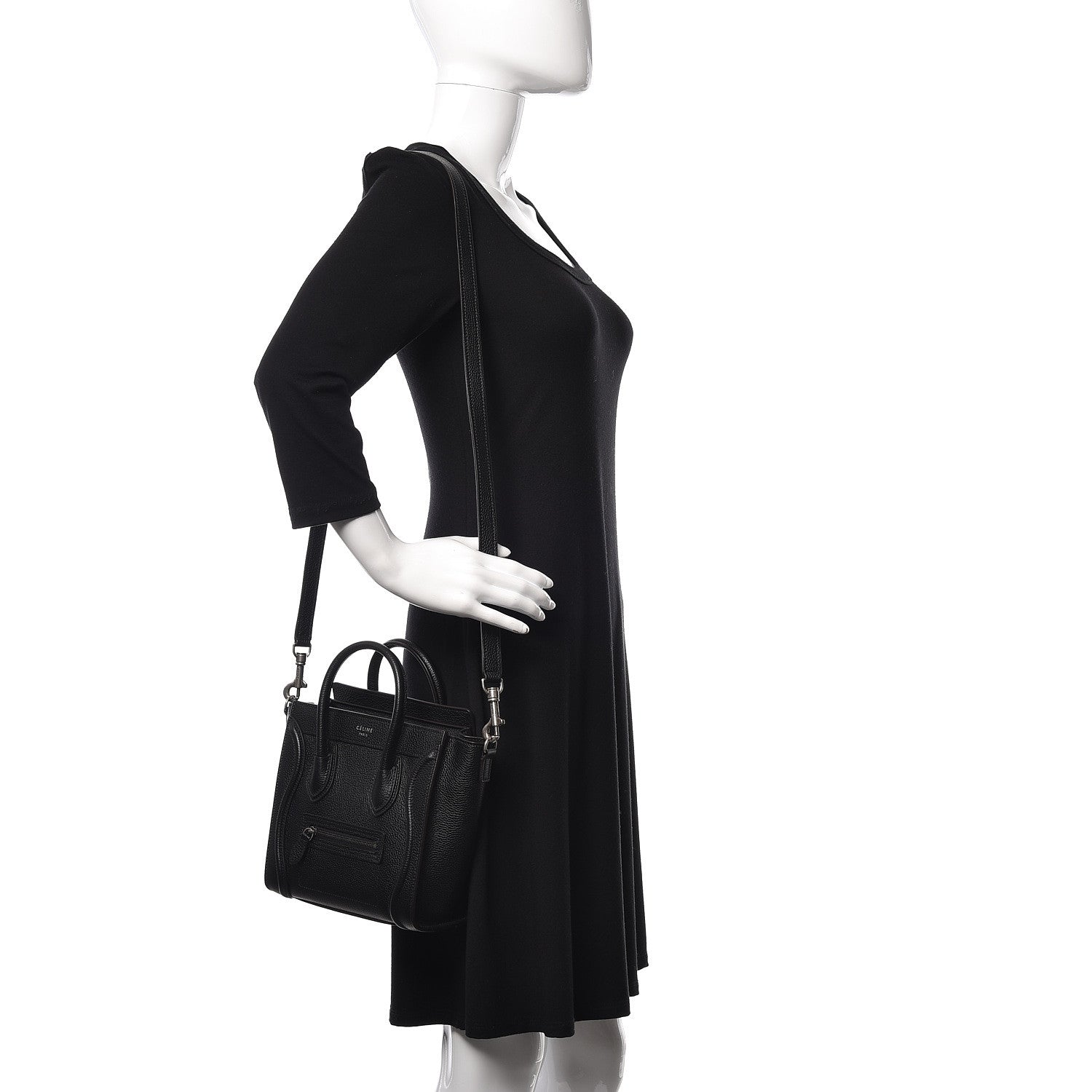 Celine Drummed Calfskin Nano Luggage Black 2 of 11