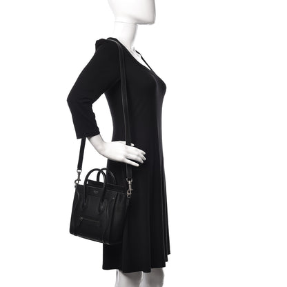 Celine Drummed Calfskin Nano Luggage Black 2 of 11
