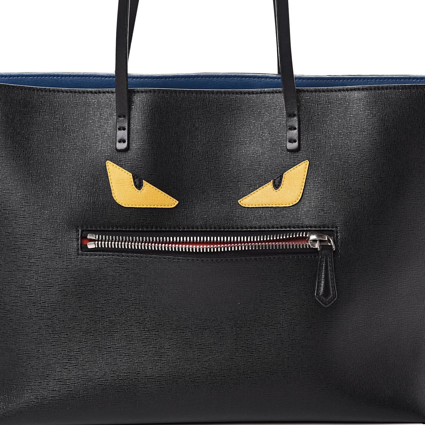 Vitello Elite Cuoio Monster Buggies Medium Roll Tote Black Multicolor Blue Cobalto