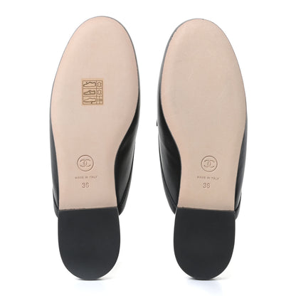 Chanel Lambskin Pearl CC Mules 36 Black 7 of 12