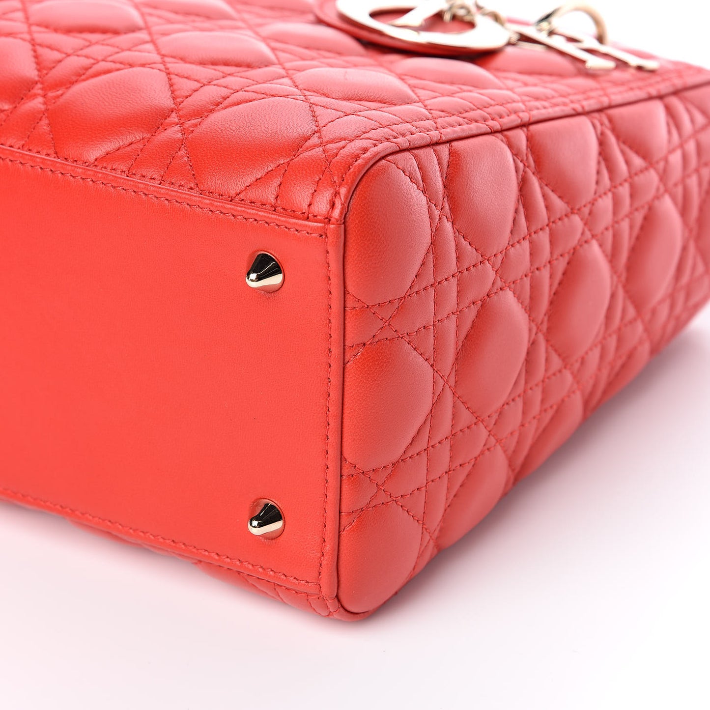 Lambskin Cannage Medium Lady Dior Red
