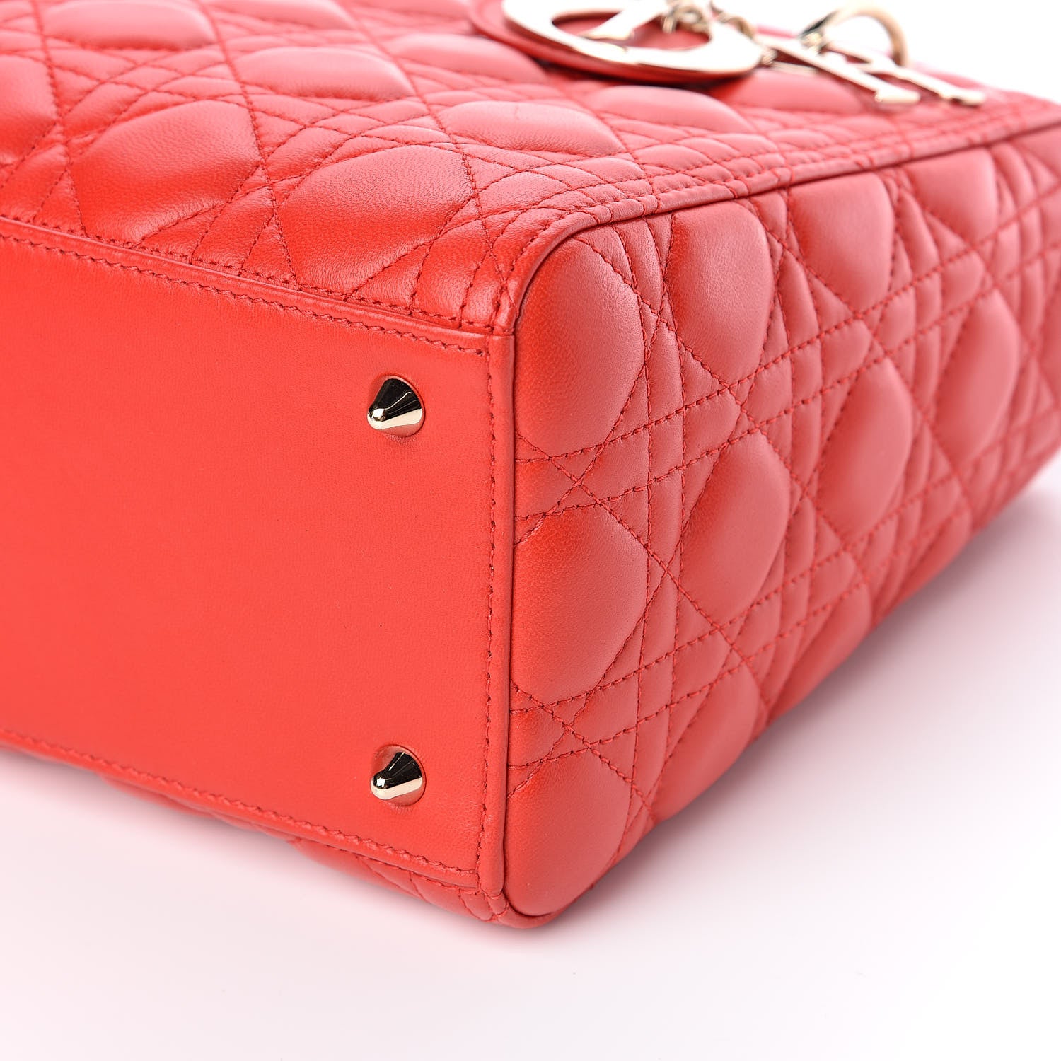 Christian Dior Lambskin Cannage Medium Lady Dior Red 8 of 10