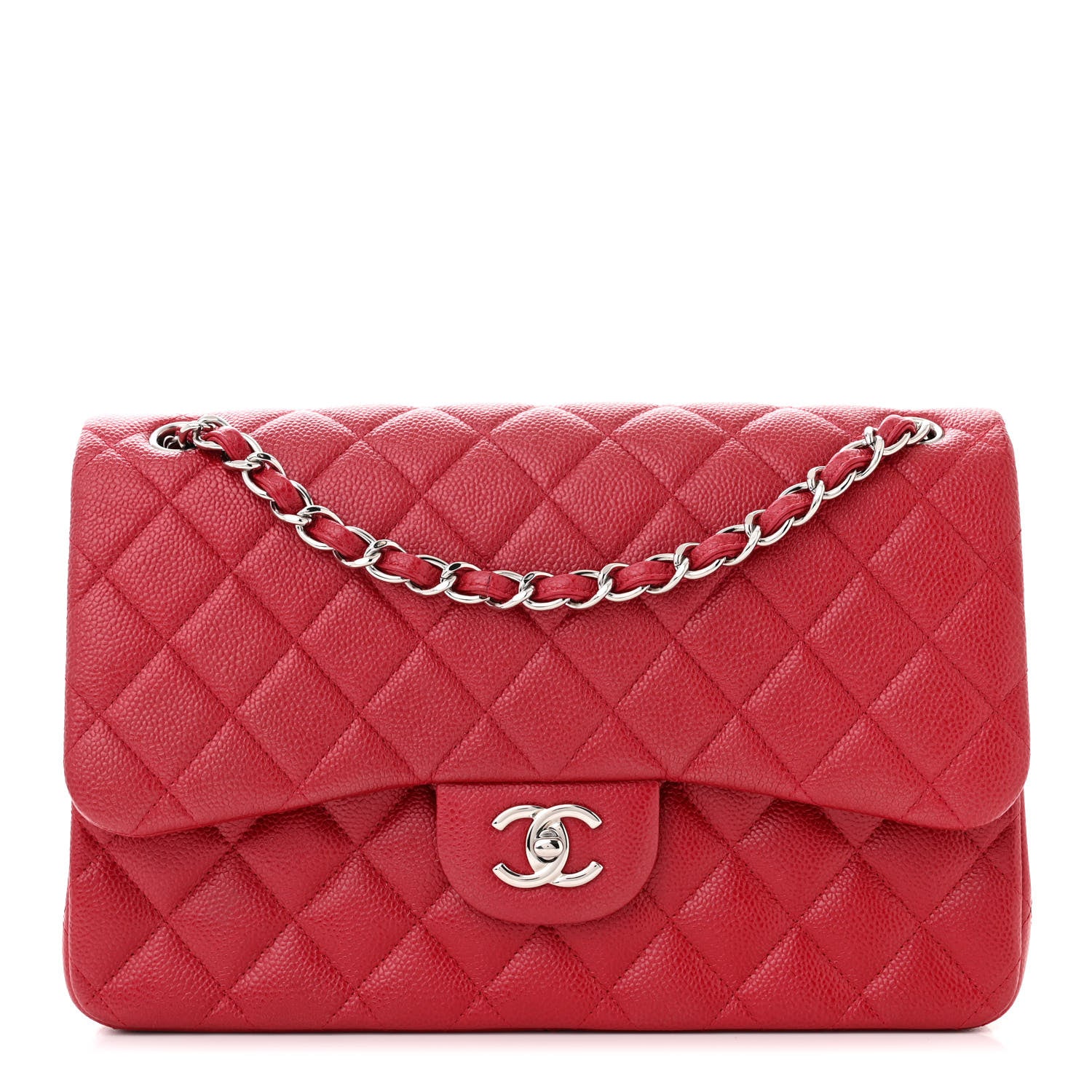 Chanel Pearly Caviar Quilted Jumbo Double Flap Dark Pink 1 of 10