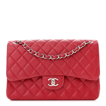 Chanel Pearly Caviar Quilted Jumbo Double Flap Dark Pink 1 of 10