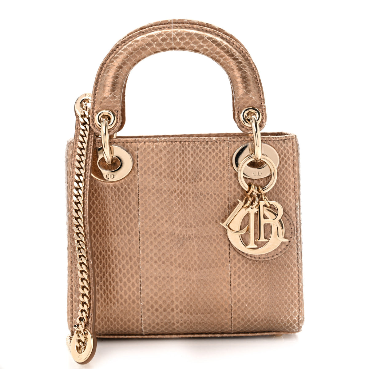Christian Dior Metallic Snakeskin Mini Lady Dior Light Gold Multicolor 1 of 15
