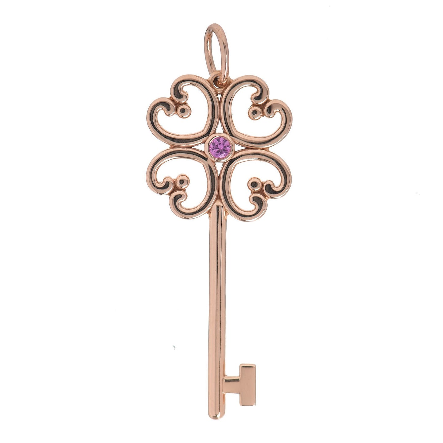 18K Rose Gold Pink Sapphire Quatra Key Pendant