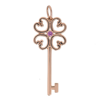 Tiffany 18K Rose Gold Pink Sapphire Quatra Key Pendant 1 of 3